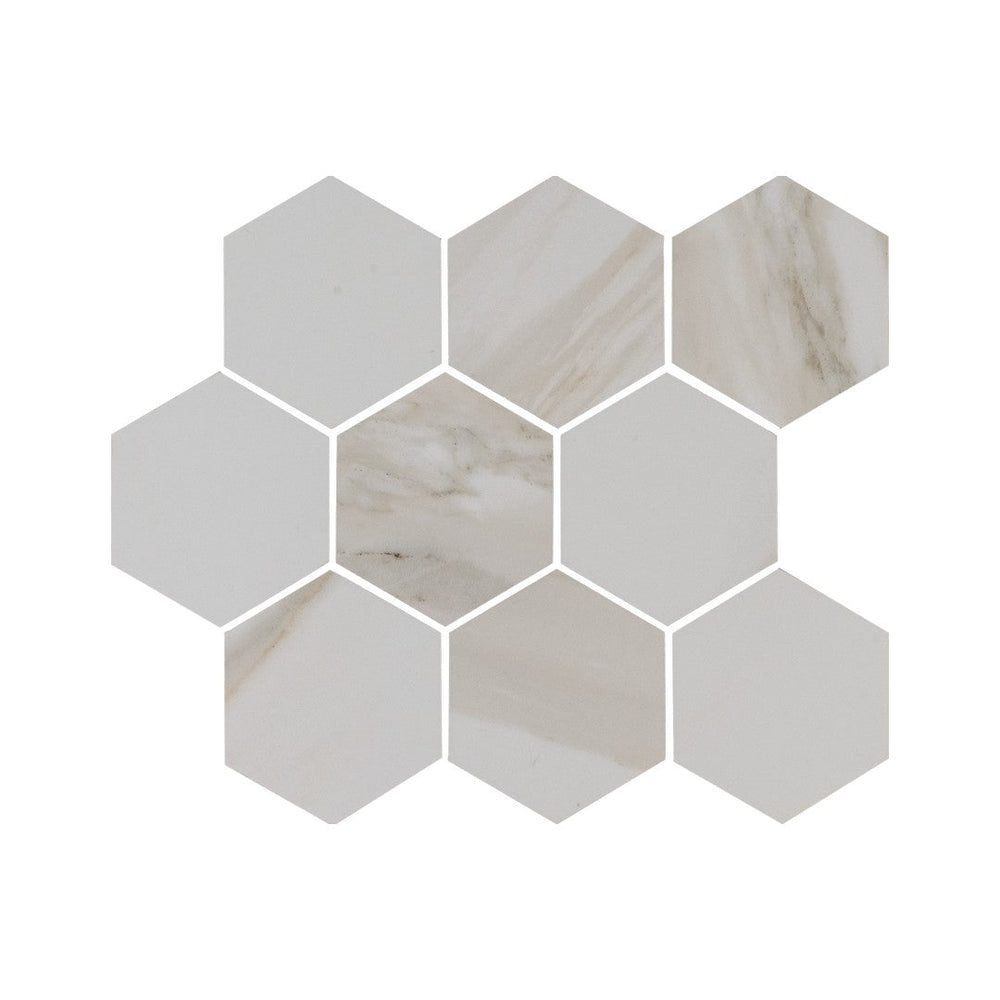 Keystone 12" x 12" Calacatta Matte Porcelain Hexagon Mosaic