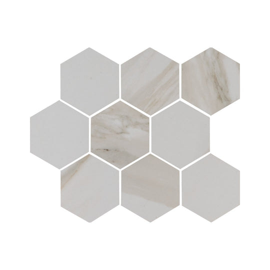 Keystone 12" x 12" Calacatta Matte Porcelain Hexagon Mosaic