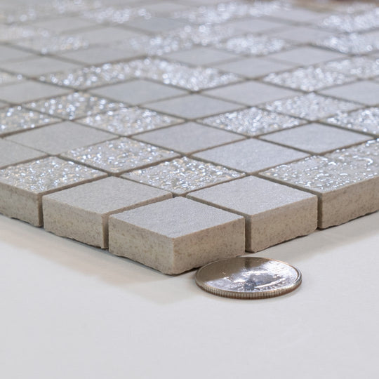 Keystone 12" x 12" Cristal Glossy Porcelain Mosaic-Ice