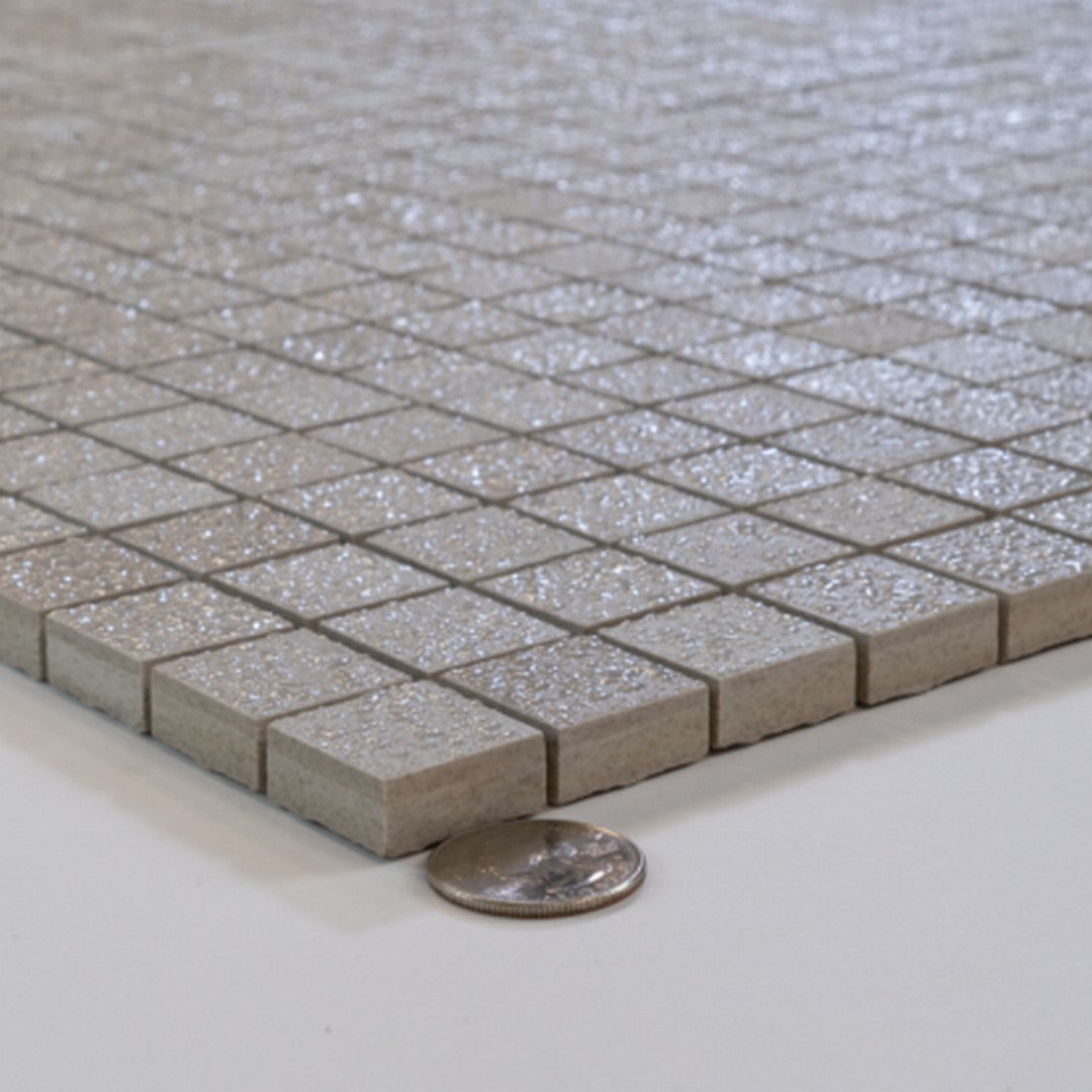 Keystone 12" x 12" Diva Glossy Porcelain Mosaic-Ecru