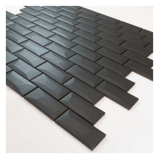 Keystone 12" x 12" Libra Matte Porcelain Wall Mosaic-Caviar