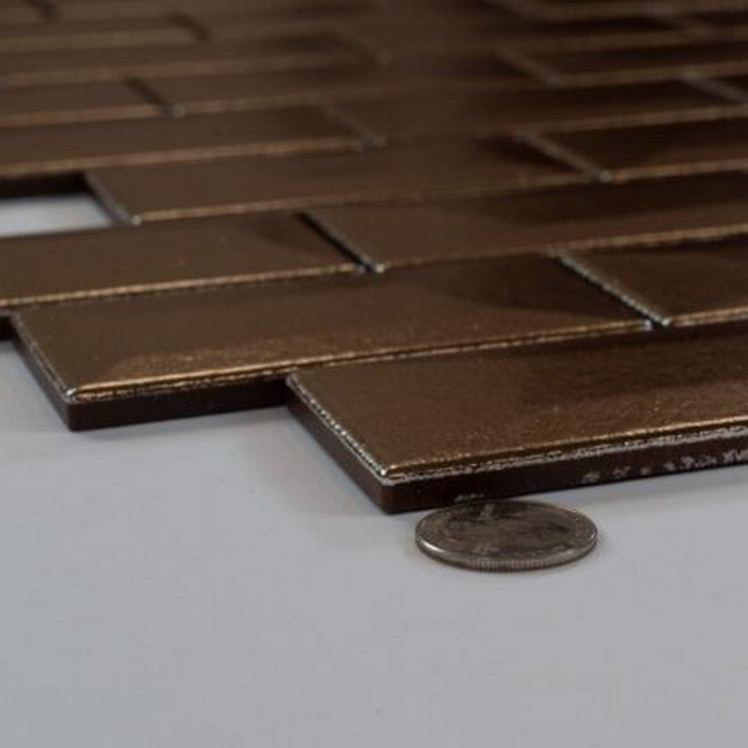 Keystone 12" x 12" Libra Polished Porcelain Wall Mosaic-Bronze