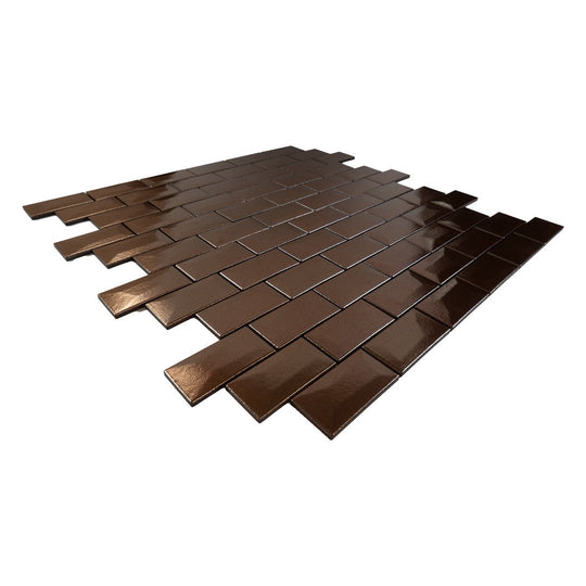 Keystone 12" x 12" Libra Polished Porcelain Wall Mosaic-Copper