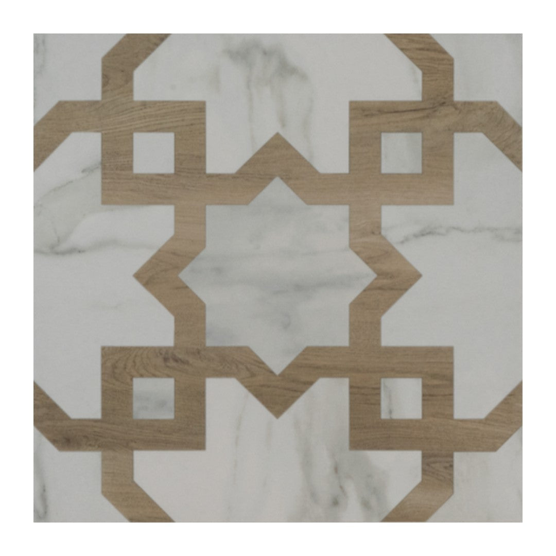 Keystone 10" x 10" Marble & Wood Matte Porcelain Floor Tile