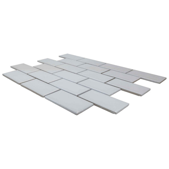Keystone 12" x 12" Twins Glossy Porcelain Mosaic-Ghiaccio