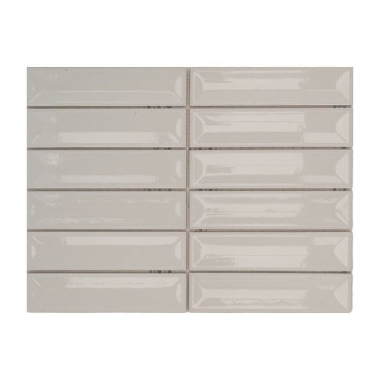 Keystone 12" x 12" Flauti Glossy Ceramic 2x8" Deco Mosaic