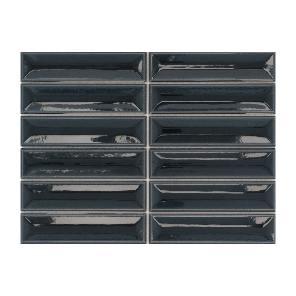 Keystone 12" x 12" Flauti Glossy Ceramic 2x8" Deco Mosaic