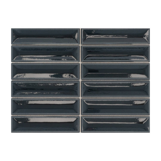 Keystone 12" x 12" Flauti Glossy Ceramic 2x8" Deco Mosaic