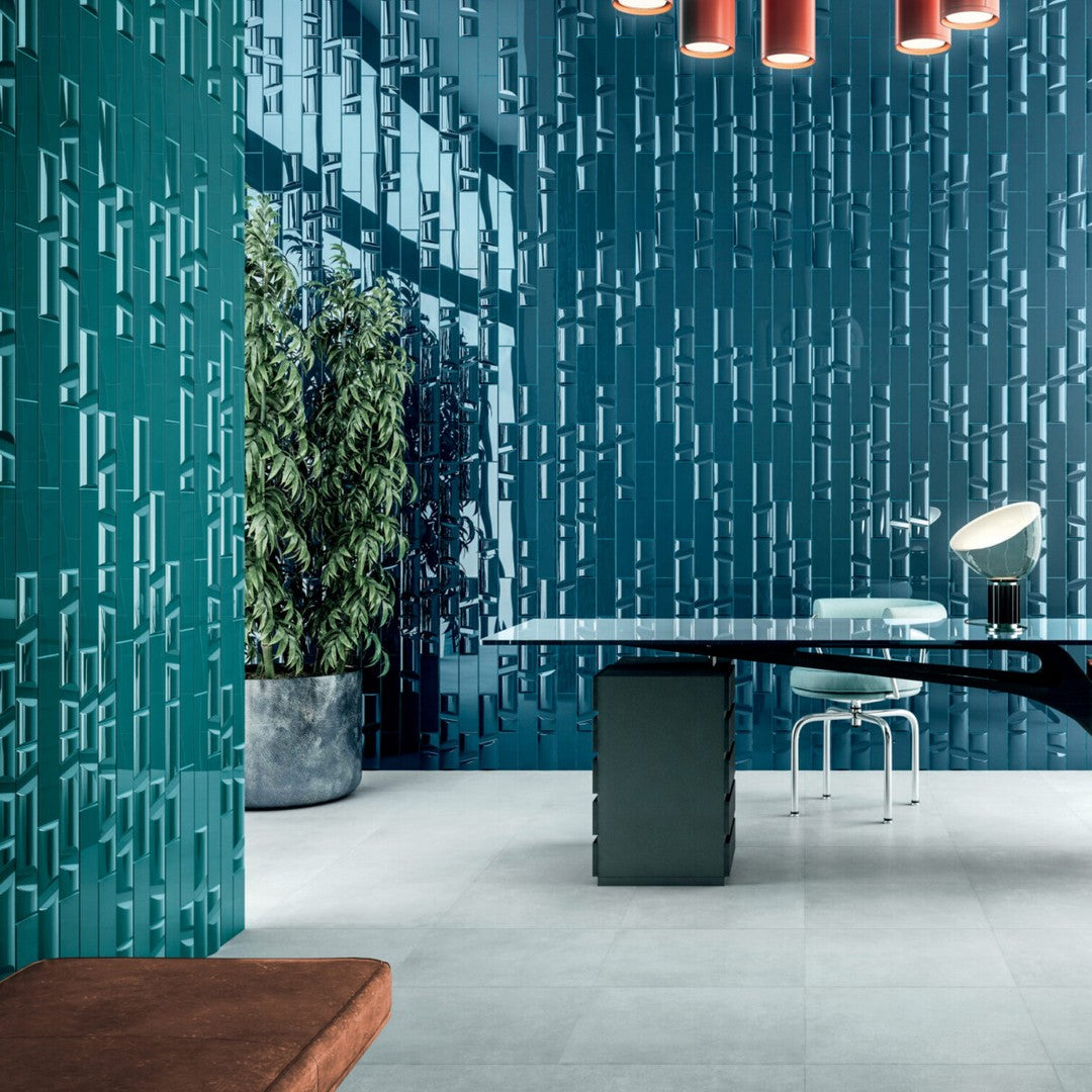 Keystone 4" x 16" Volume No.14 Polished Ceramic Wall Tile-Blue