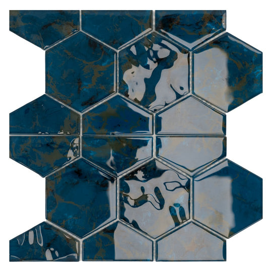 Keystone 12" x 12" Hexagon Glass 3" Hexagon Mosaic-Burano