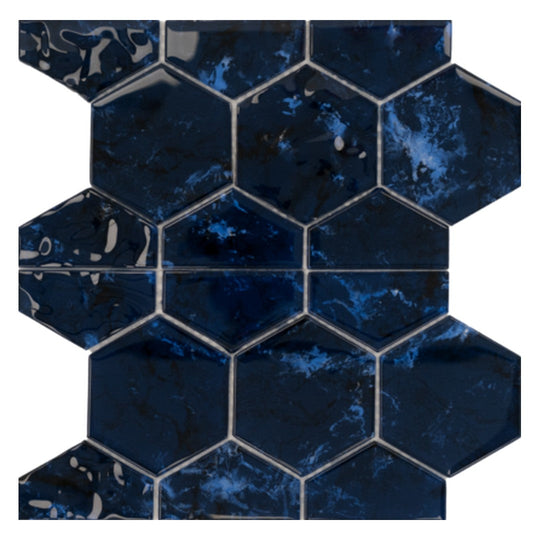 Keystone 12" x 12" Hexagon Glass 3" Hexagon Mosaic-Messina