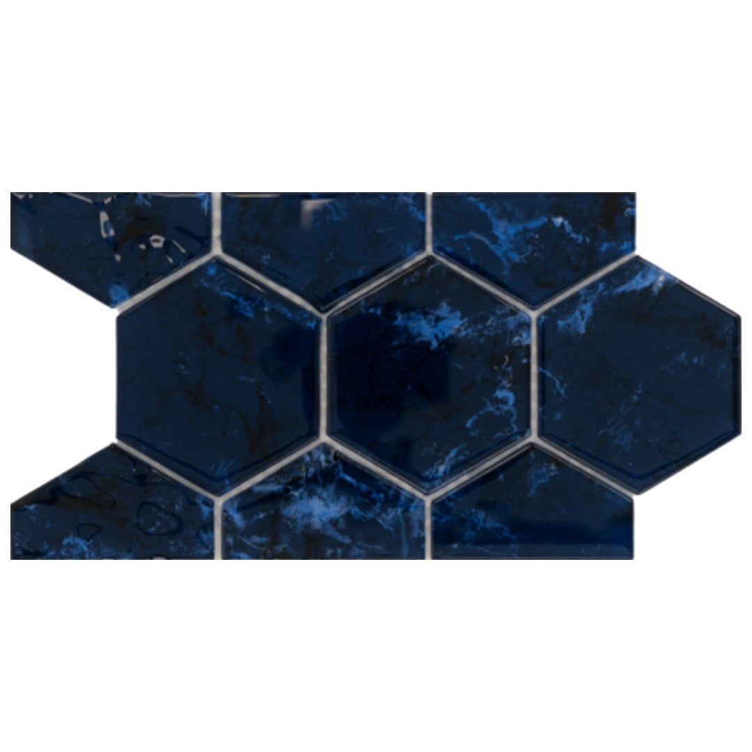 Keystone 12" x 12" Hexagon Glass 3" Hexagon Mosaic