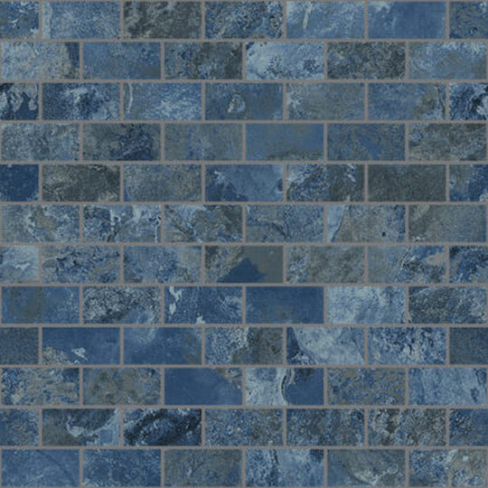 Keystone 12" x 12" Crystal Glossy Porcelain Mosaic-Navy