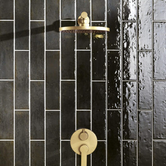 Keystone 3" x 12" Oxida Glossy Porcelain Wall Tile-Black