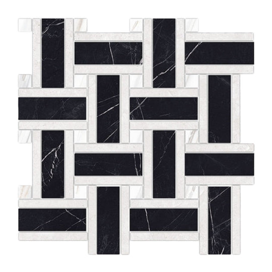 Keystone Marquina Polished Porcelain Basket Mosaic