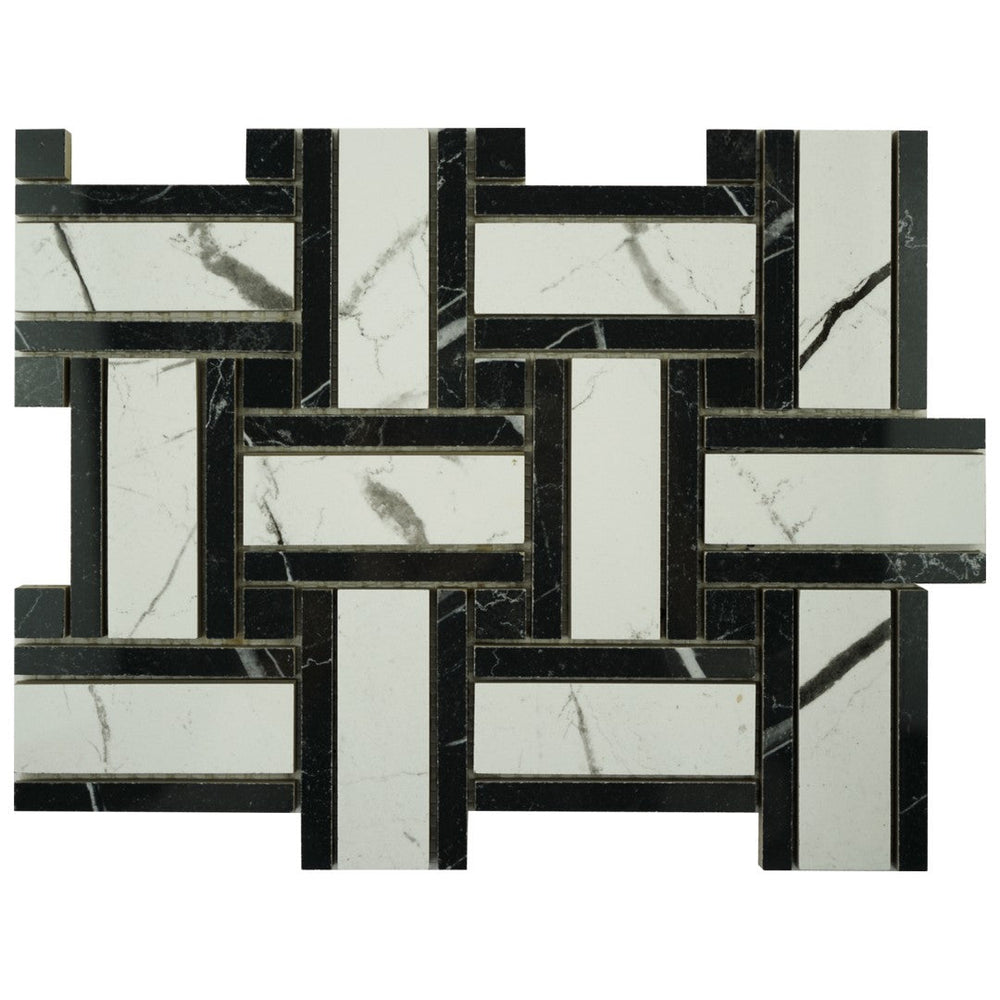 Keystone Marquina Polished Porcelain Basket Mosaic