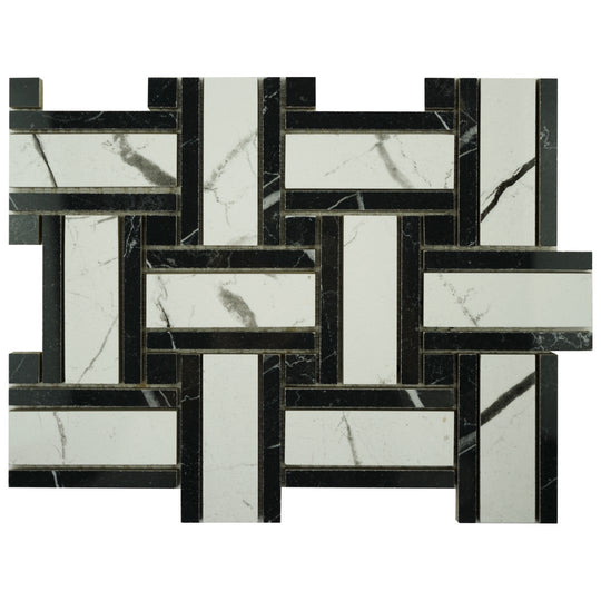 Keystone Marquina Polished Porcelain Basket Mosaic