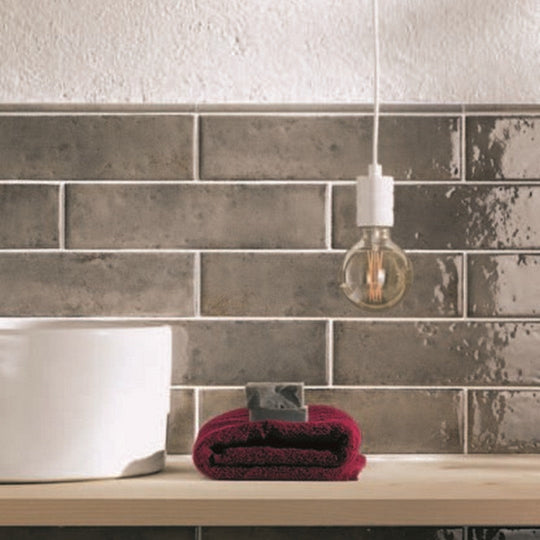 Keystone 3" x 12" Oxida Glossy Porcelain Wall Tile-Gray