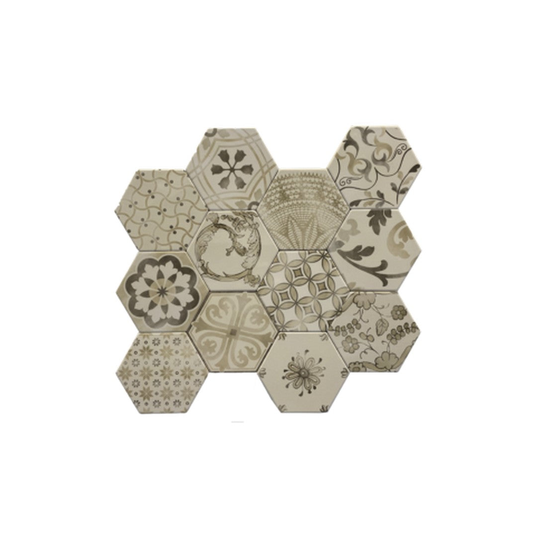 Keystone 6" Examatt Decora Matte Porcelain Hexagon Tile