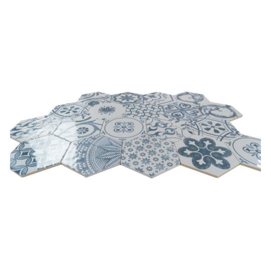 Keystone 6" Examatt Decora Matte Porcelain Hexagon Tile-Blu