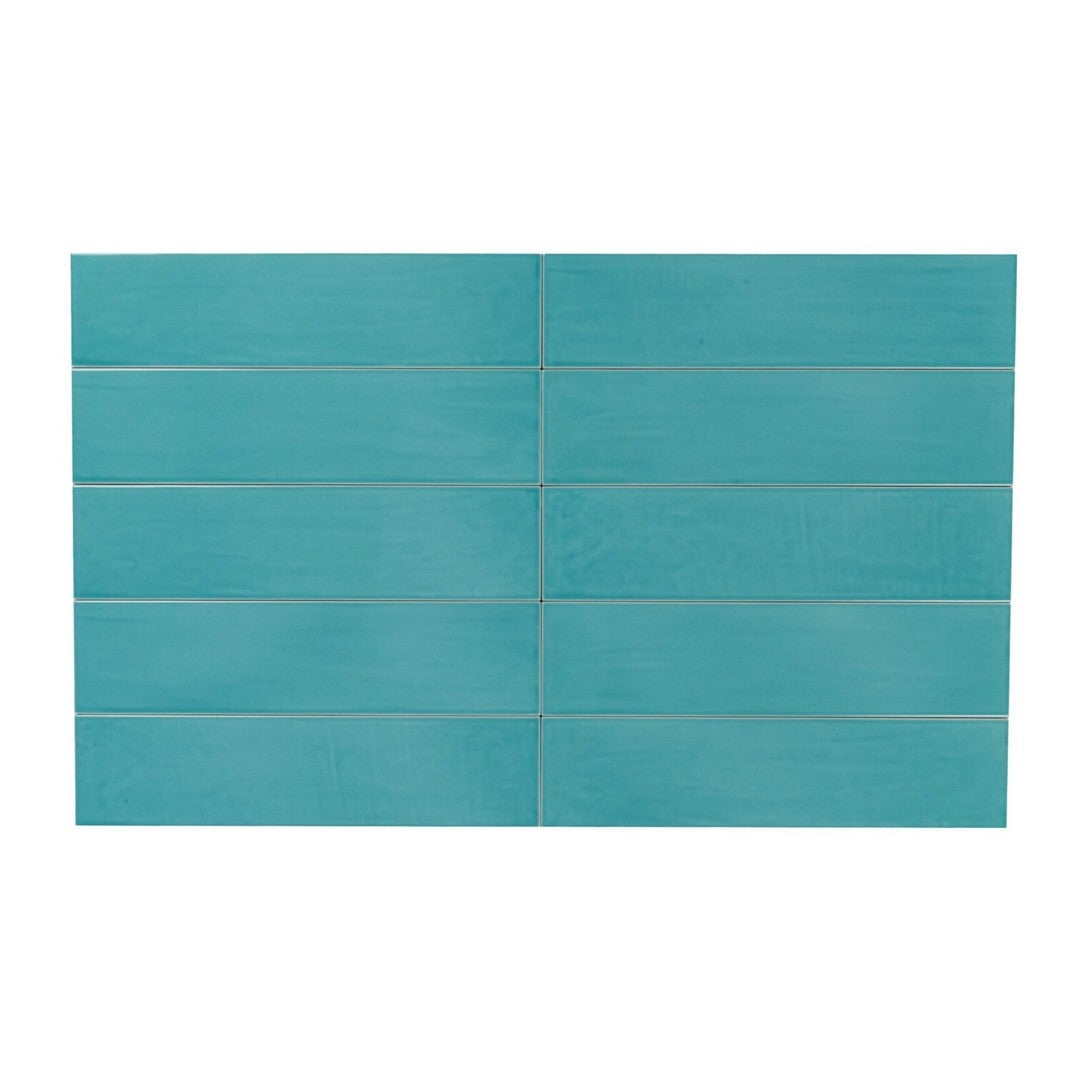 Keystone 4" x 16" Joy Glossy Ceramic Wall Tile-Turquoise