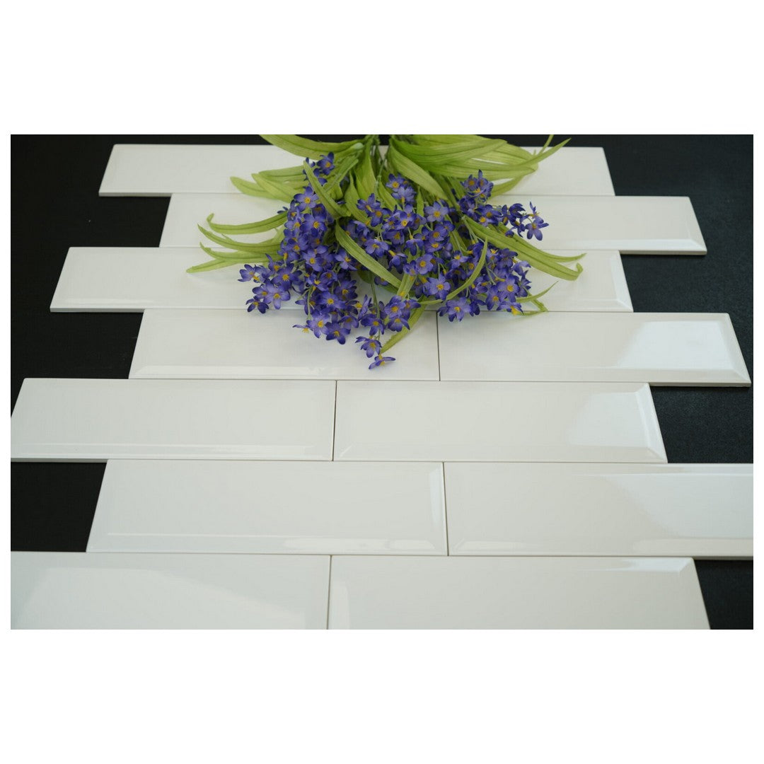 Keystone 4" x 12" Silk Polished Ceramic Wall Tile-Diamantato Gesso