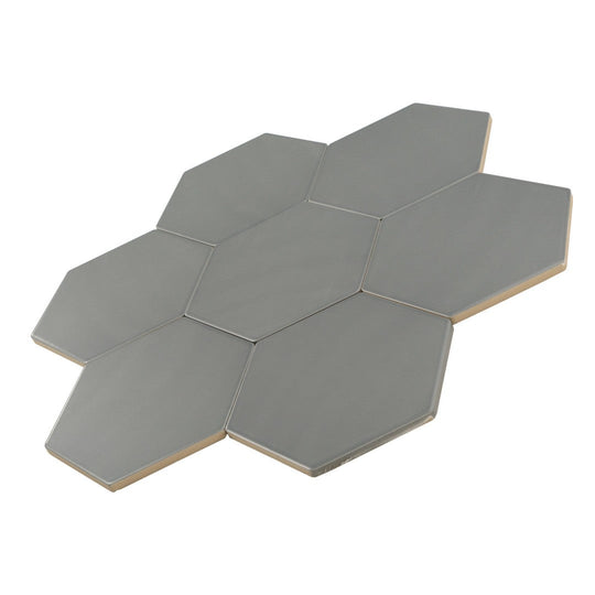 Keystone 6" Examatt Matte Porcelain Hexagon Tile-Grigio Medio