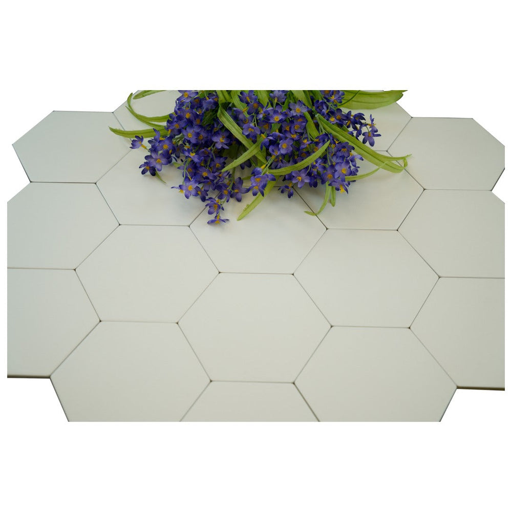 Keystone 6" Examatt Matte Porcelain Hexagon Tile-Bianco