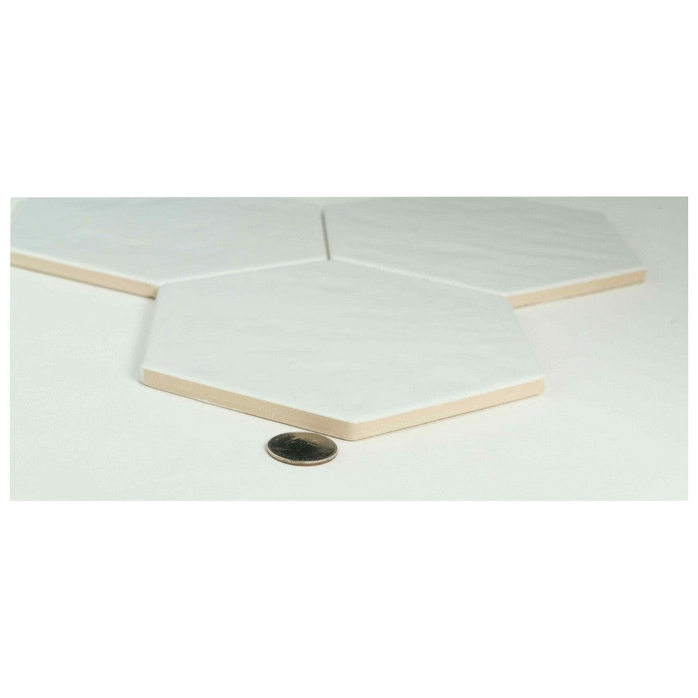 Keystone 6" Exabright Glossy Ceramic Hexagon Tile-Bianco