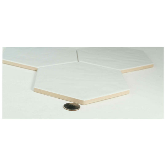 Keystone 6" Exabright Glossy Ceramic Hexagon Tile-Bianco