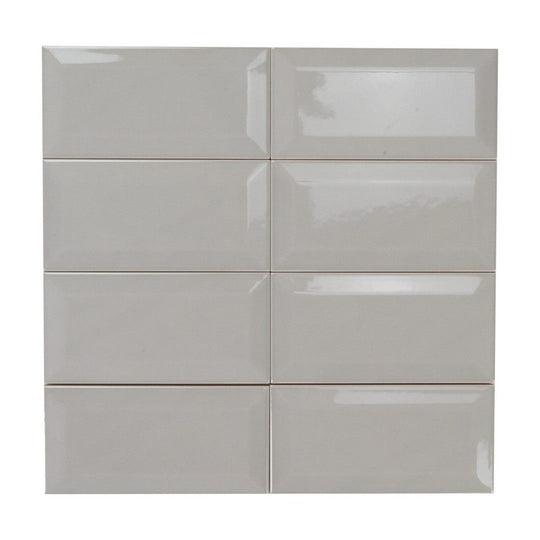 Keystone 3" x 6" Diamante Glossy Ceramic Wall Tile-Light Gray