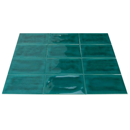 Keystone 4" x 8" Briolette Glossy Ceramic Wall Tile-Smeraldo