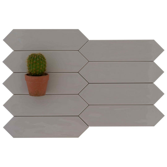 Keystone 3" x 11" Dart Glossy Ceramic Wall Tile-Ash