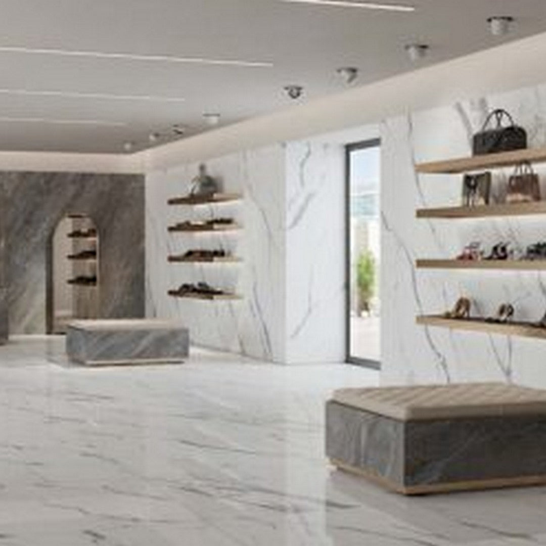 Keystone 12" x 24" Statuario Superiore Polished Porcelain Floor Tile-Statuario Superiore