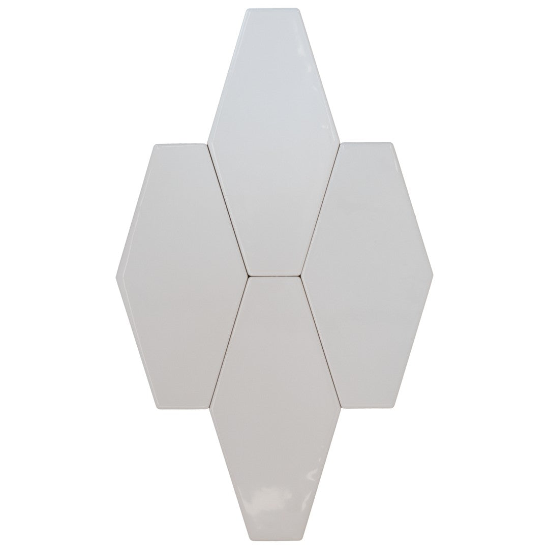 Keystone 4" x 8" Harlequin Glossy Ceramic Wall Tile-White