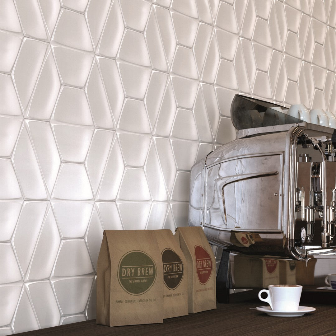 Keystone 7" Magnolia Glossy Ceramic Hexagon Tile-Bright White