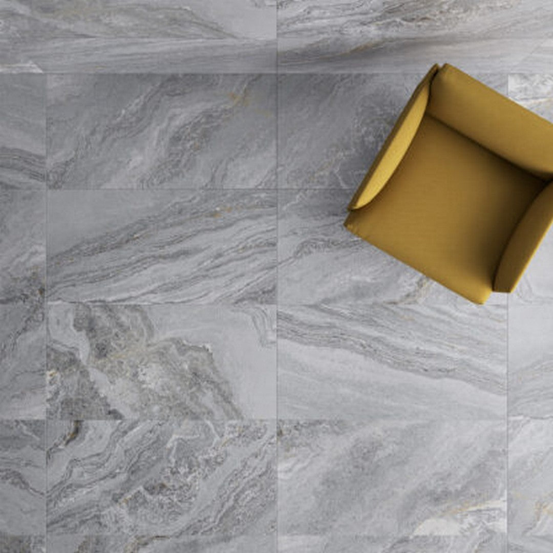 Keystone 24" x 48" Silver Quartz Matte Porcelain Floor Tile-Gray