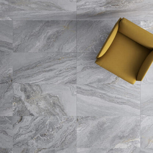 Keystone 24" x 48" Silver Quartz Matte Porcelain Floor Tile-Gray