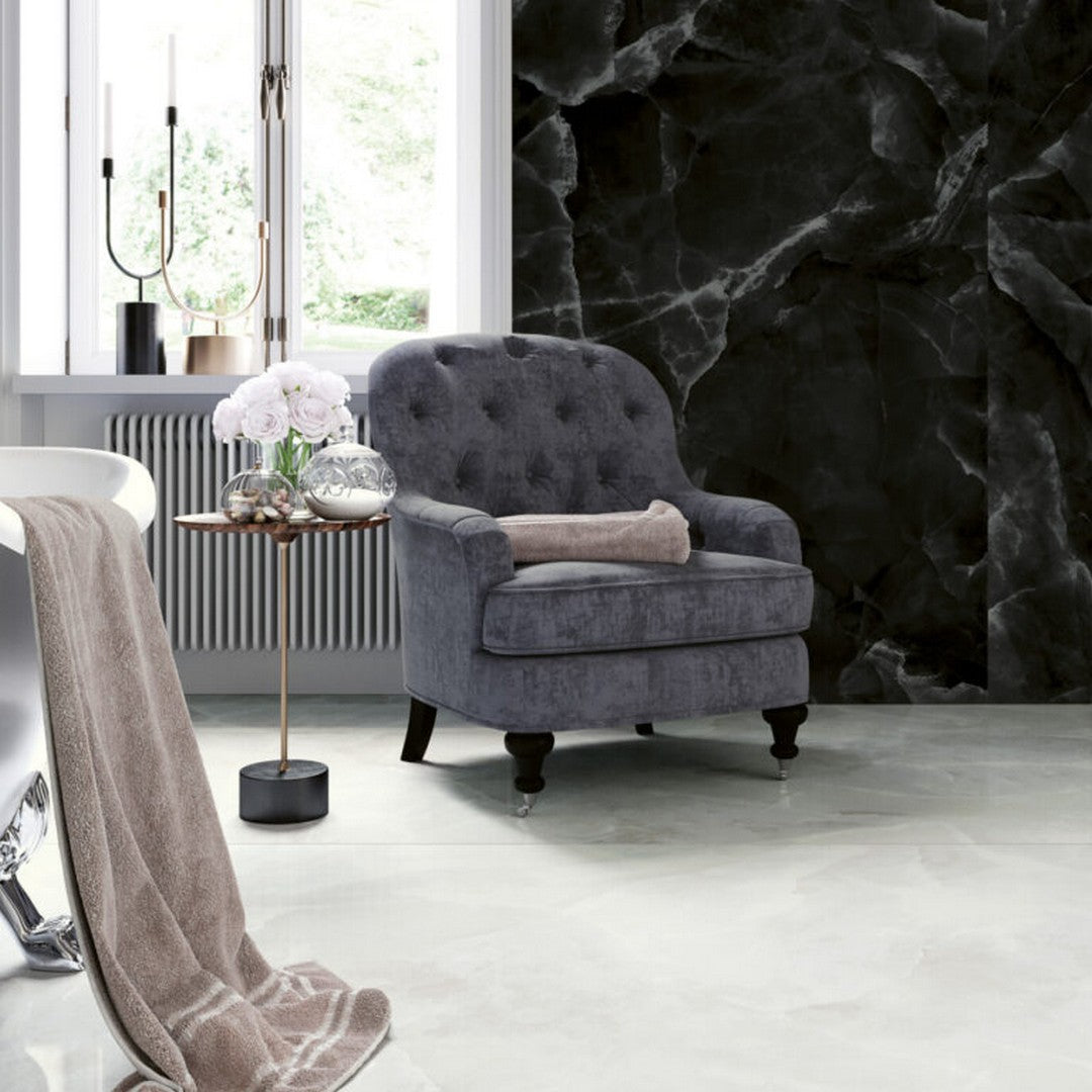 Keystone 24" x 48" Onyx White Polished Porcelain Floor Tile-Onyx White