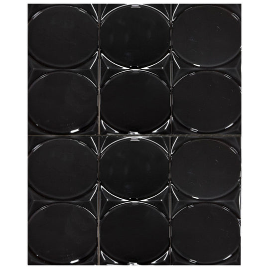 Keystone 4.5" x 18" Waves Circle Polished Ceramic Tile