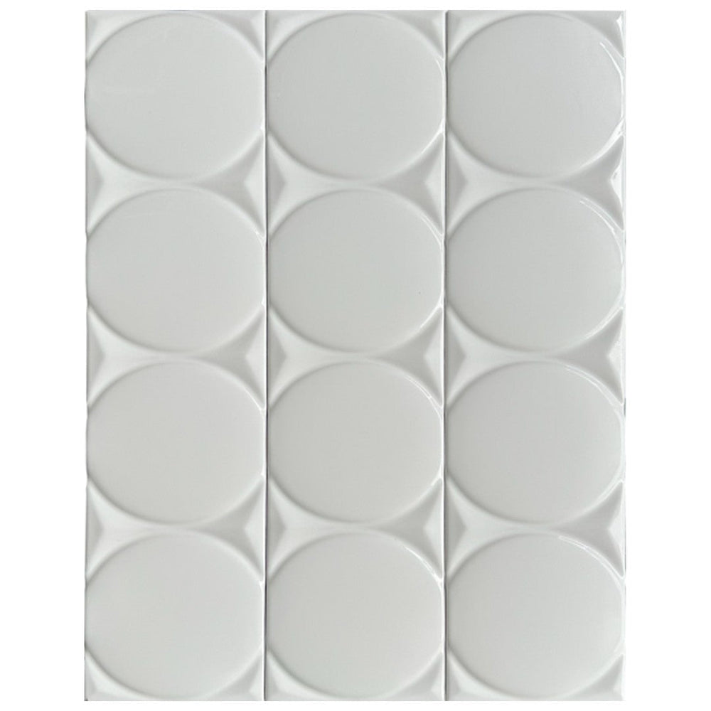 Keystone 4.5" x 18" Waves Circle Polished Ceramic Tile