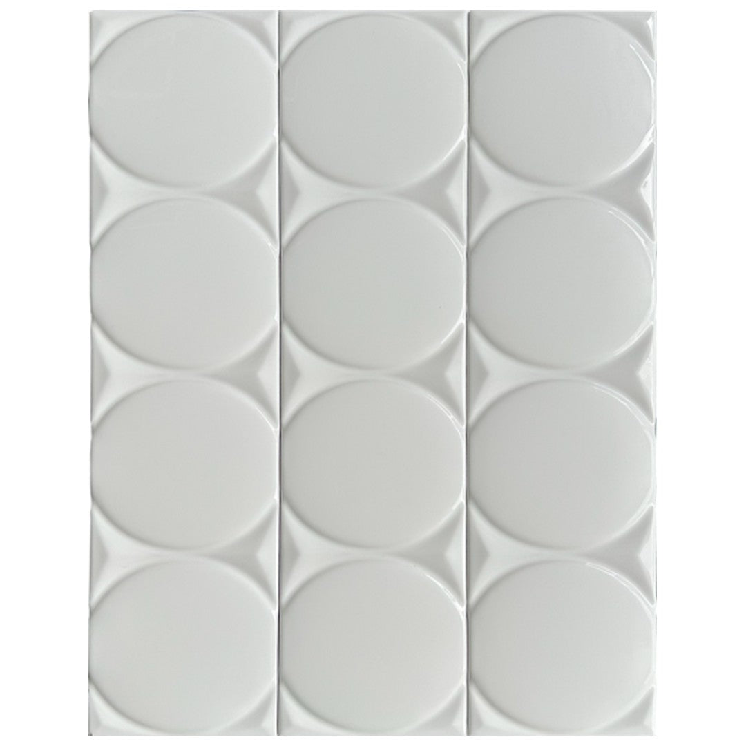 Keystone 4.5" x 18" Waves Circle Polished Ceramic Tile
