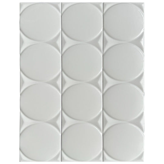 Keystone 4.5" x 18" Waves Circle Polished Ceramic Tile