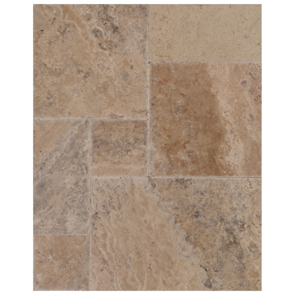 Keystone Colorado Chiseled Brushed Travertine Versailles Pattern Tile