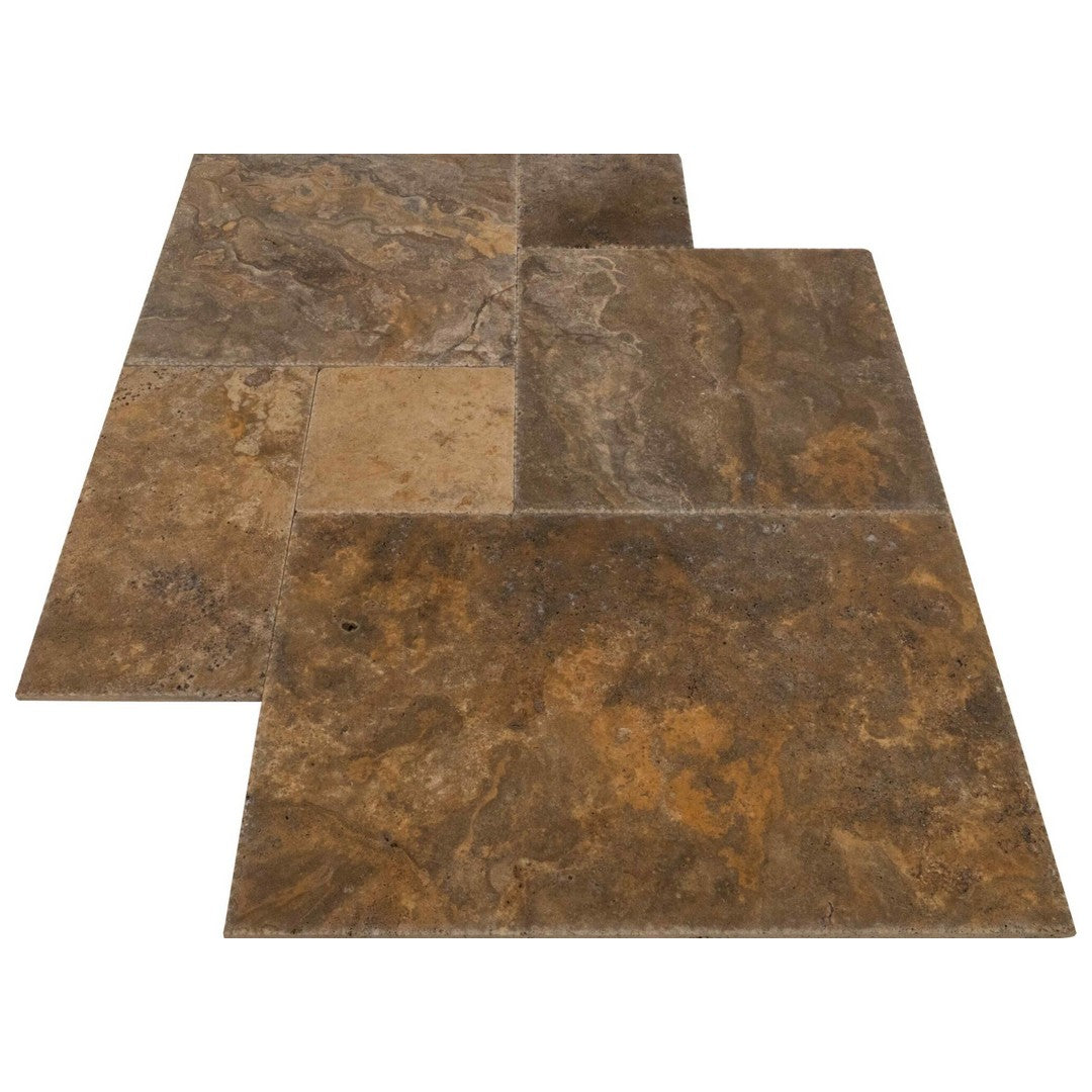 Keystone Escabesa Chiseled Brushed Travertine Versailles Pattern Tile-Escabesa