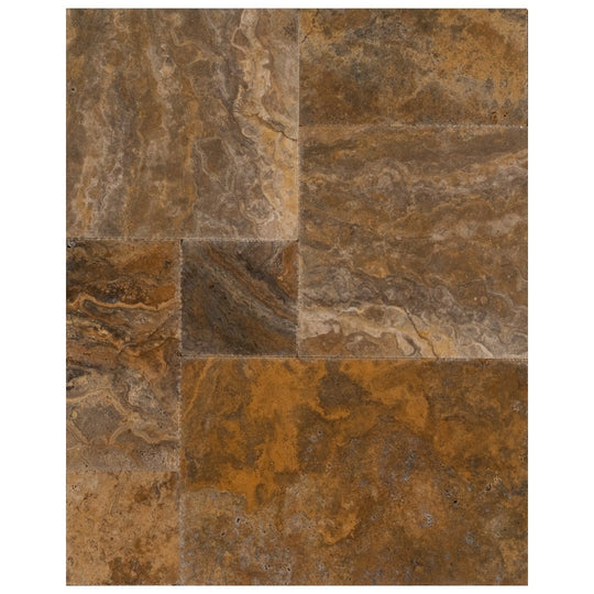 Keystone Escabesa Chiseled Brushed Travertine Versailles Pattern Tile