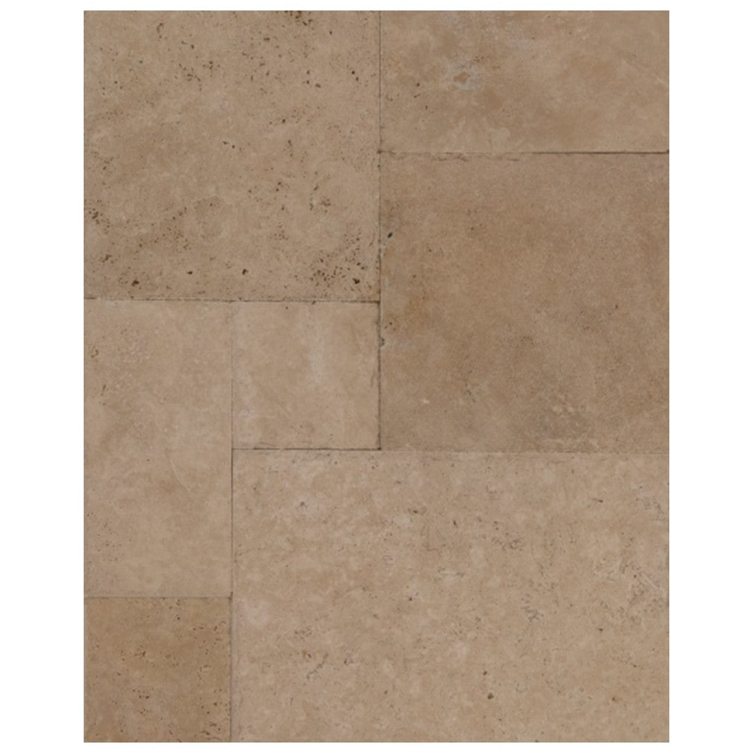 Keystone Extra Light Chiseled Brushed Travertine Versailles Pattern Tile