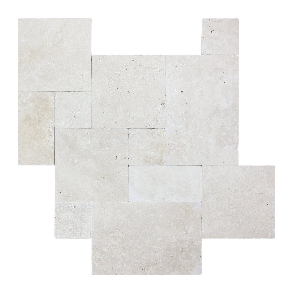 Keystone Extra Light Tumbled Travertine Versailles Pattern Tile