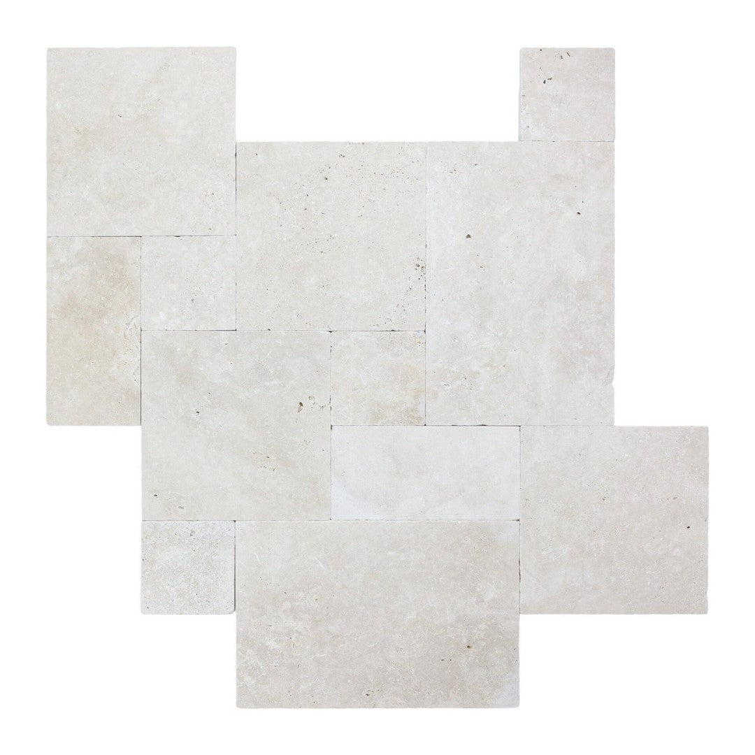 Keystone Extra Light Tumbled Travertine Versailles Pattern Tile