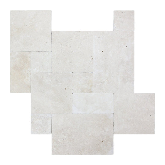 Keystone Extra Light Tumbled Travertine Versailles Pattern Tile